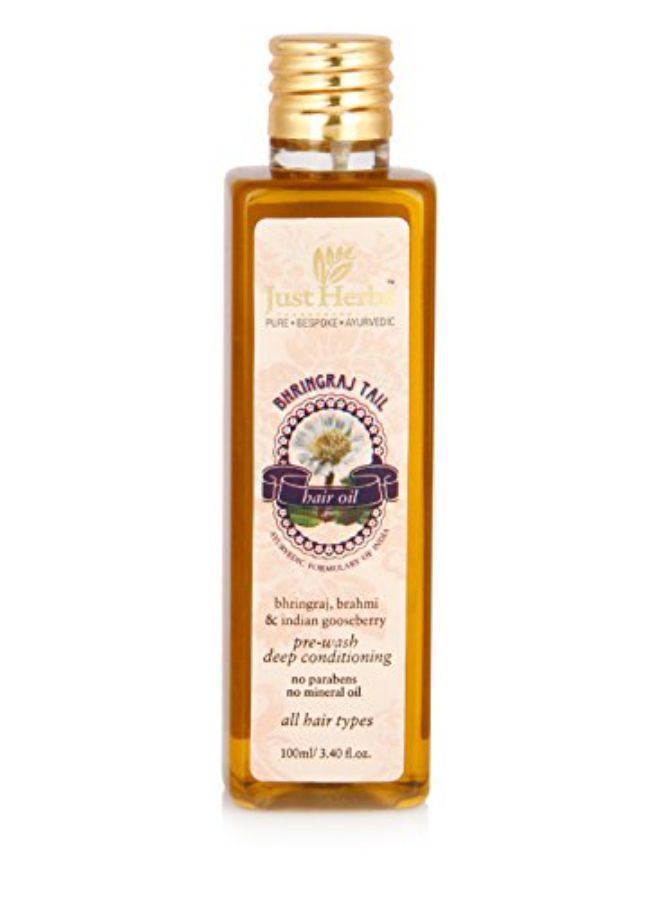 Just Herbs زيت الشعر الأيورفيدي برينغراج لتساقط الشعر ونمو الشعر للرجال والنساء - خالي من SLS والزيوت المعدنية والبارابين 100 مل - Image 1