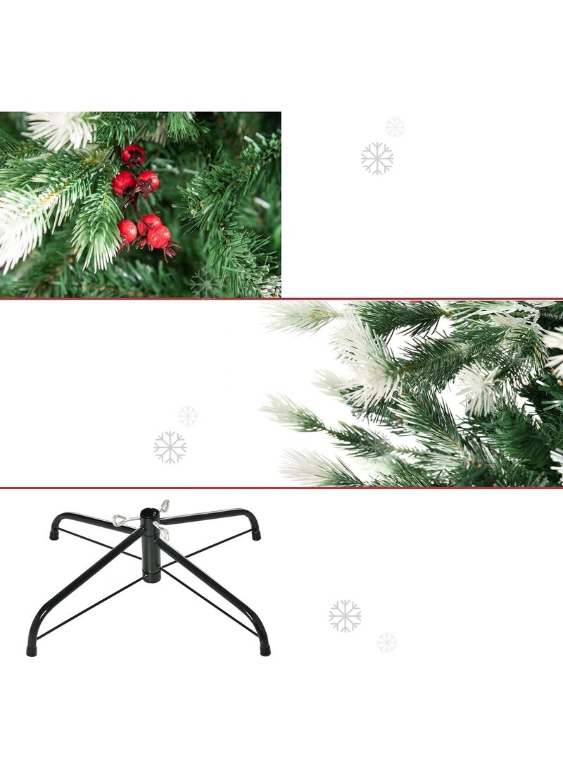 ARTIFICIAL TREE شجرة عيد الميلاد الاصطناعية 180 سم مع 55 حبة توت و836 فرعًا وقاعدة قابلة للطي من البولي إيثيلين ترايدنت وحامل معدني - Image 4