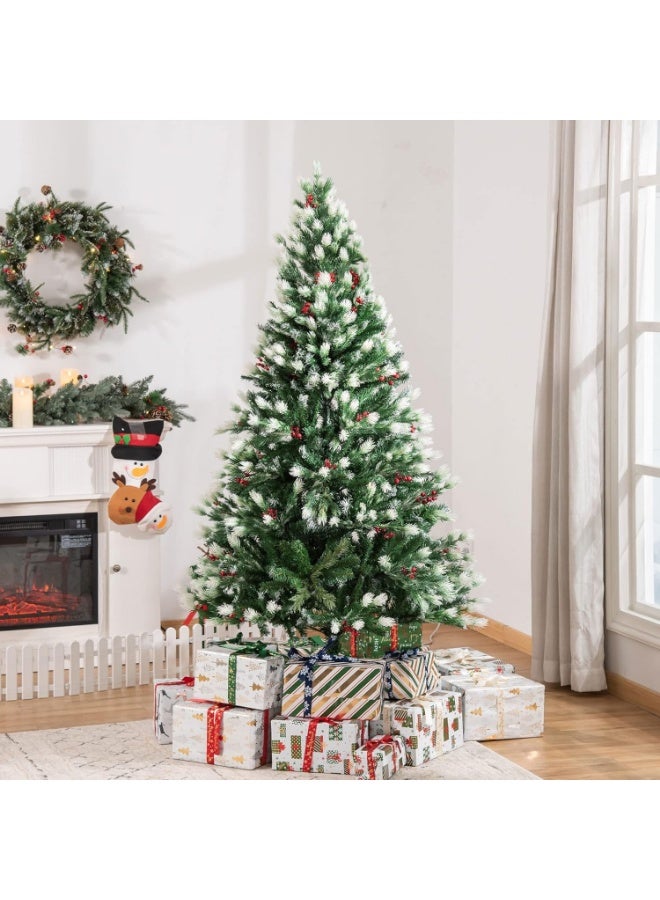 ARTIFICIAL TREE شجرة عيد الميلاد الاصطناعية 180 سم مع 55 حبة توت و836 فرعًا وقاعدة قابلة للطي من البولي إيثيلين ترايدنت وحامل معدني - Image 5