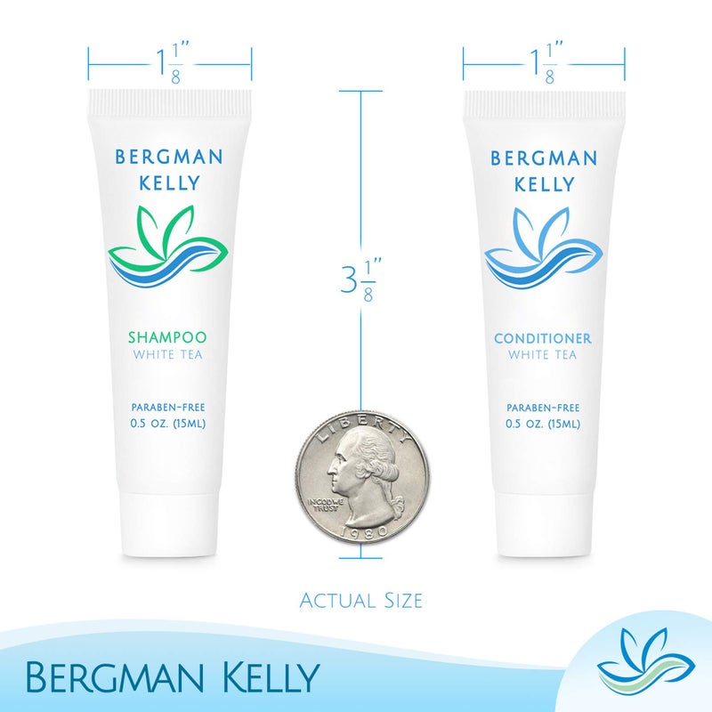 BERGMAN KELLY Round Hotel Soap Bars, Shampoo & Conditioner 3-Piece Set (0.5 oz each, 150 pc, White Tea), Delight Your Guests with Revitalizing & Refreshing Mini Travel Toiletries & Bulk Amenities - Image 3
