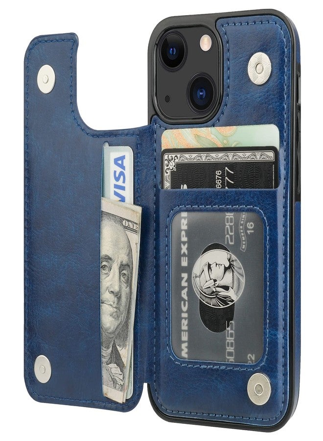 OT ONETOP ONETOP Compatible with iPhone 13 Mini Wallet Case with Card Holder, PU Leather Kickstand Card Slots Case, Double Magnetic Clasp and Durable Shockproof Cover 5.4 Inch(Blue) - Image 1