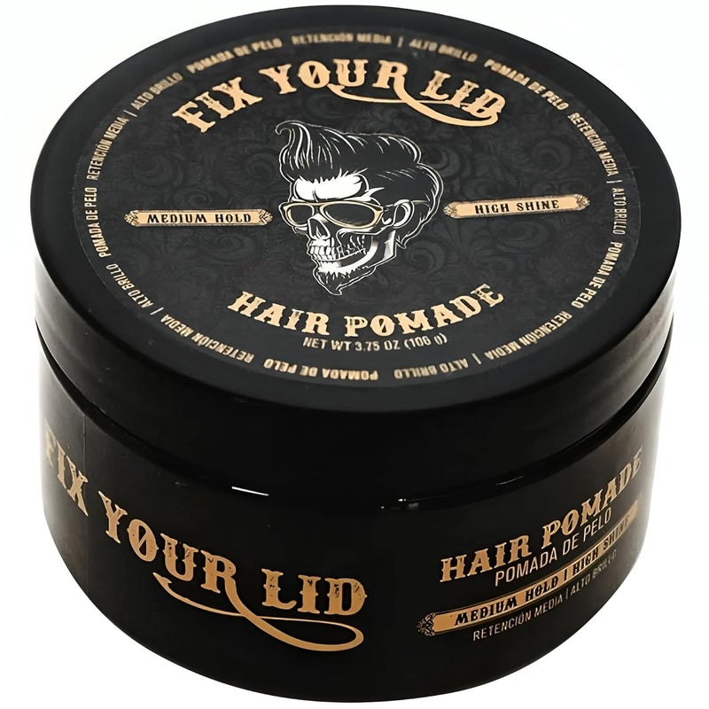 Fix Your Lid Hair Pomade for Men  Water Based Pomade with Medium Hold and High Shine  Match all Mens Hair Types  Styles  Easy To Wash Out  375 Oz