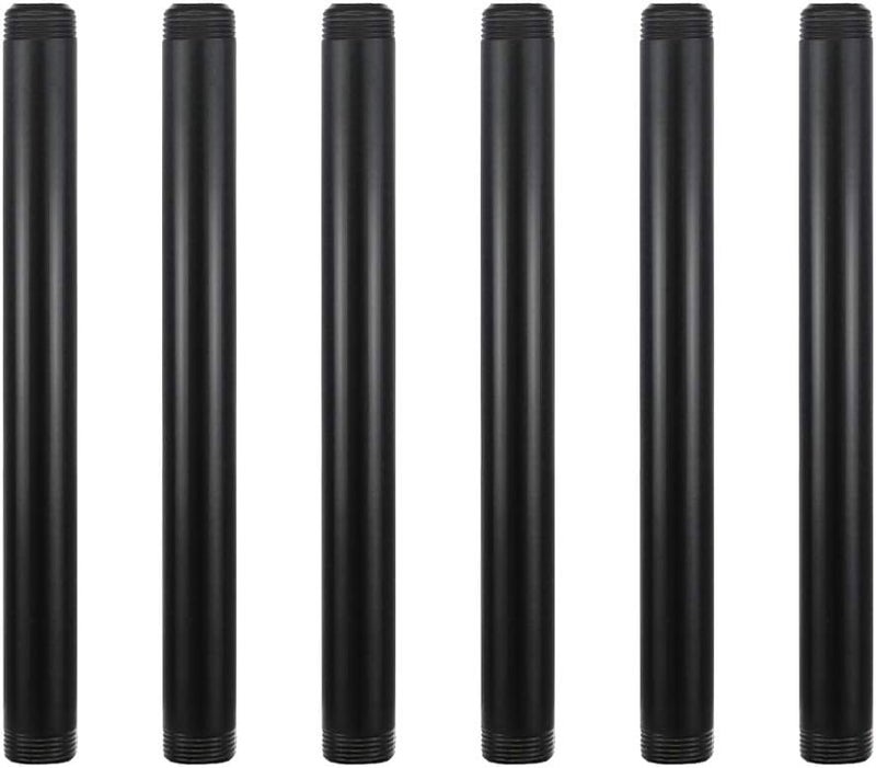 GeilSpace 6 Pack 3/4" × 10" Pre-Cut Black Metal Pipe, Industrial Steel Fits Standard Three Quarters Inch Threaded Pipes and Fittings - Vintage DIY Industrial Shelving (3/4" × 10", Black) - Image 1