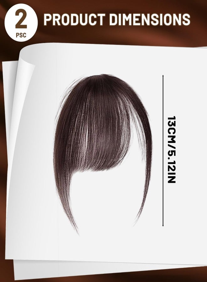 FFZDENA Front Hair Extensions for Women, Bangs Hair Extensions for Women, 2-Pack Fake Bangs with Sideburns, Dark Brown High-Temperature Fiber for Daily Styling & Special Occasions - Image 2