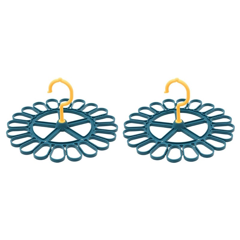 Rotating 20 Clip Laundry Drying Rack Set Navy Yellow 2 Pieces - Image 2