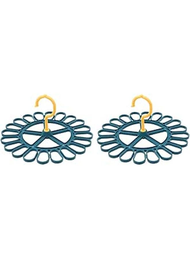 Rotating 20 Clip Laundry Drying Rack Set Navy Yellow 2 Pieces - Image 1