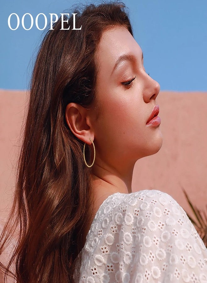 OOOPEL Gold Hoops Earrings for Women, 14k Real Gold Plated Big Earring Hoops Lightweight Earrings Hypoallergenic Large Sterling Silver Hoop Earring for Women 30MM 40MM 50MM 60MM, 60MM, Yellow Gold, No - Image 4