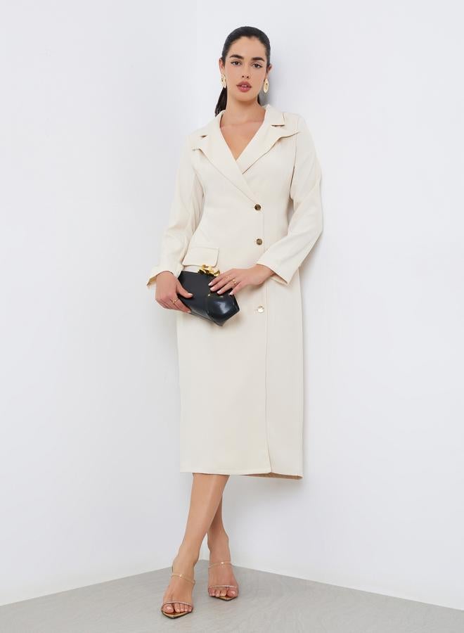 Styli Women Off-White Blazer Midi Dress - Image 1