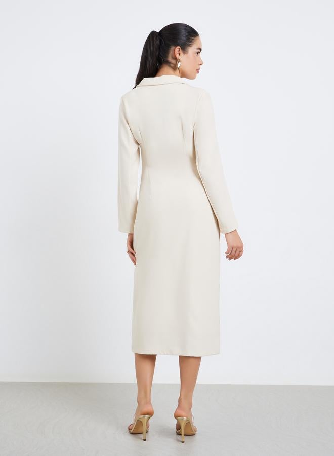 Styli Women Off-White Blazer Midi Dress - Image 5
