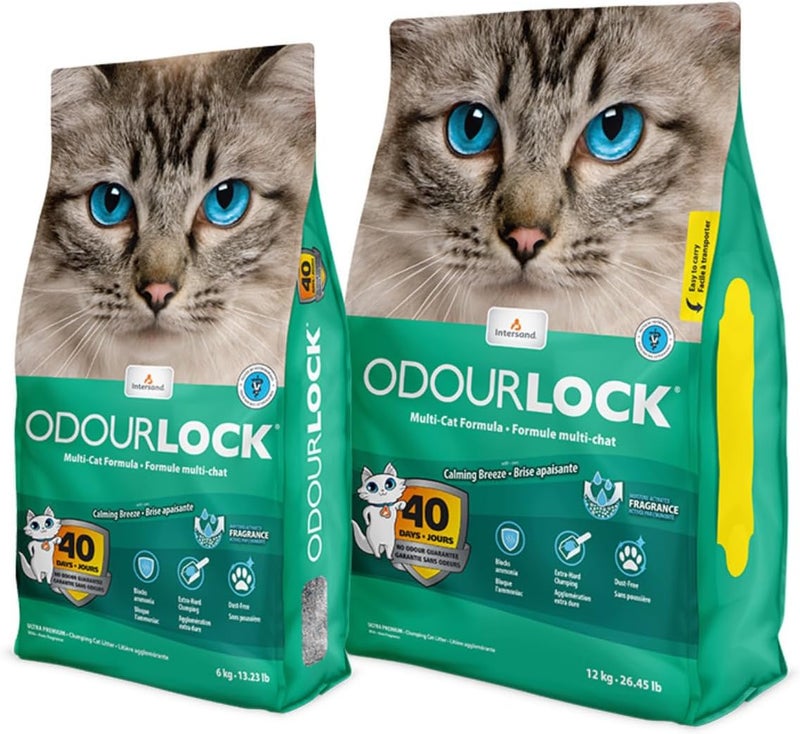 ODOURLOCK Intersand - ultra premium calming breeze multi-cat litter formula - 12kg. unscented litter. (pack of 1) - Image 3