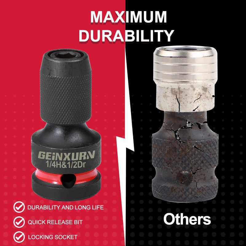 Geinxurn 2 قطعة حامل لقمة مفك براغي تأثير 3/8 بوصة محرك مربع إلى 1/4 بوصة محول مقبس سداسي الإصدار سريع لمفتاح الربط - Image 5