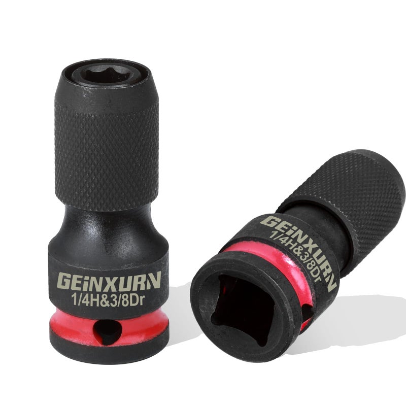 Geinxurn 2 قطعة حامل لقمة مفك براغي تأثير 3/8 بوصة محرك مربع إلى 1/4 بوصة محول مقبس سداسي الإصدار سريع لمفتاح الربط - Image 1