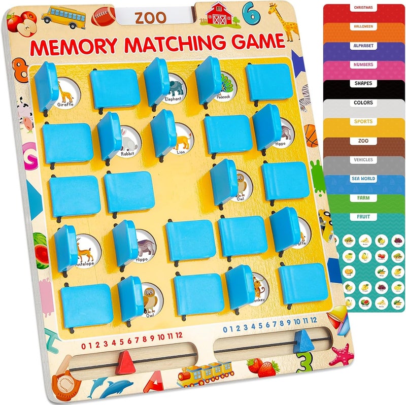 ABERLLS لعبة الذاكرة المطابقة للأطفال من عمر 3-8 سنوات، لعبة سفر للأولاد والبنات، لعبة لوحية خشبية، أساسيات رحلات الطريق للأطفال، للطائرة والسيارة - Image 1