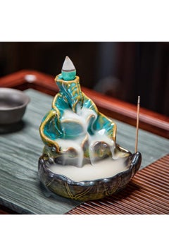 Excefore Incense Burner, Waterfall Incense Burner, Ceramic Backflow Lotus Incense Holder, Home Decor Aromatherapy Ornament for Desk, Unique Gifts for Women Men  - Image 2