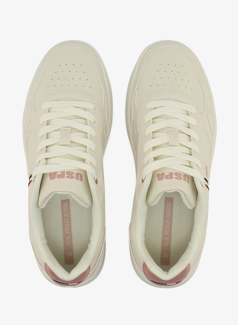 U.S. Polo Assn. beige Women's Beige Low-Top Sneakers - Lightweight with White Sole, Comfortable Casual Shoes for Women | Best Price UAE