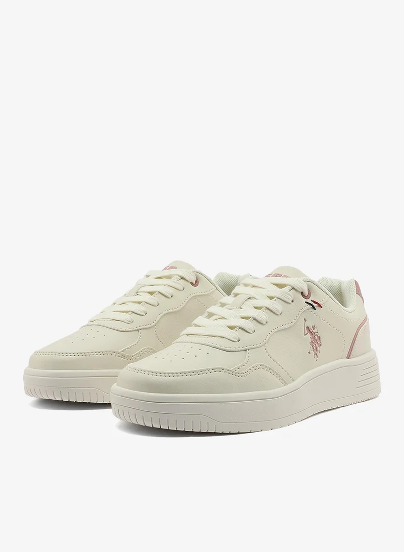 U.S. Polo Assn. beige Women's Beige Low-Top Sneakers - Lightweight with White Sole, Comfortable Casual Shoes for Women | Best Price UAE