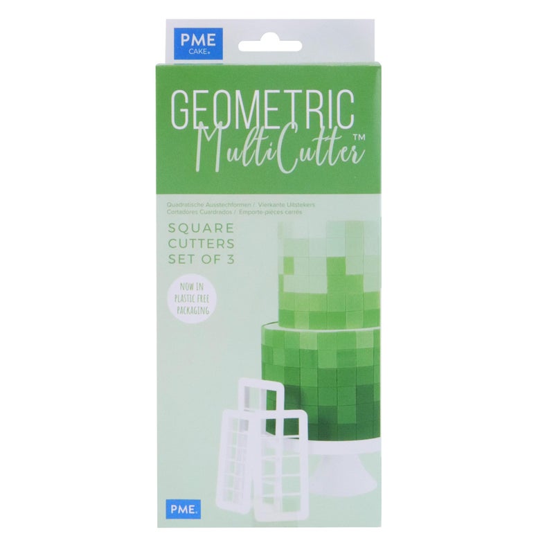 PME  Set Geometric Multicutters for Cake Design-Square-Small  Medium & Large Size  Set of 3  Standard  White - Image 1