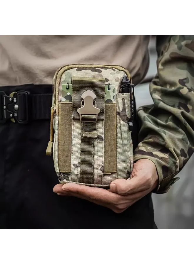 Camouflage Tactical Waist Pack Black Adjustable Breathable Nylon For Outdoor Cycling Hiking - Image 1