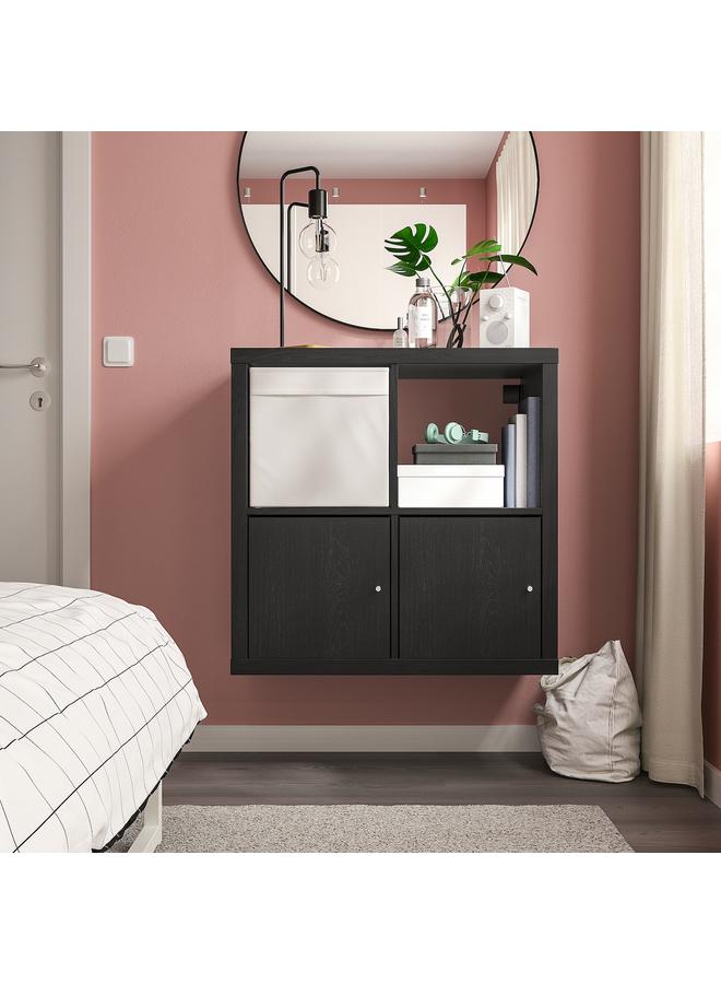 Zaboon Shelving Unit, With 2 Doors/Black-Brown, 77X77 Cm - Image 2