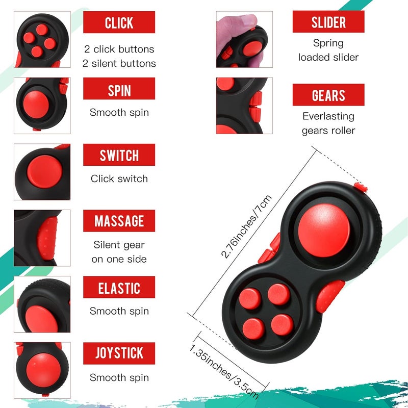 Gejoy 3 Pieces Handheld Mini Sensory Fidget Toy Set Includes Six Roller Chain and Key Flippy Chain Bike Chain Fidget Handheld Fidget Pad Stress Relief Toys for Adults Teens Relieve Stress(Black and Red) - Image 3