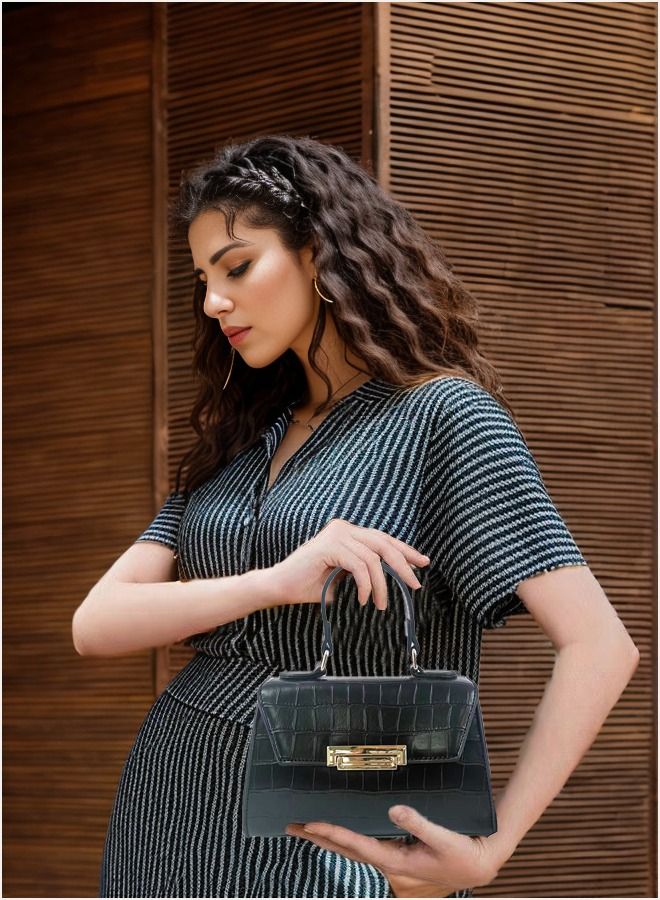 Sling Bag with Long Strap for Women Shoulder Crocodile Pattern Handbags Purse - Image 3