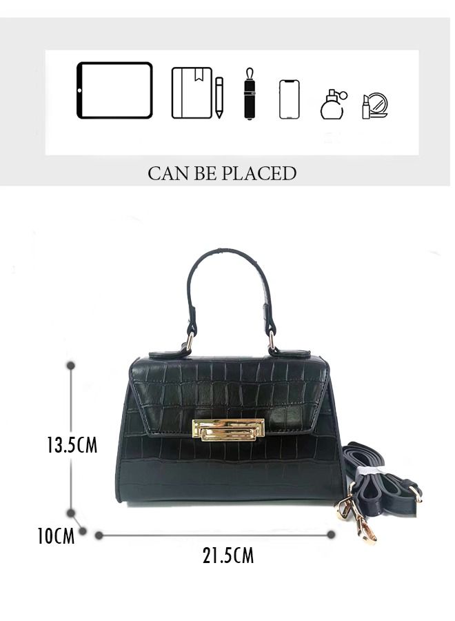 Sling Bag with Long Strap for Women Shoulder Crocodile Pattern Handbags Purse - Image 4