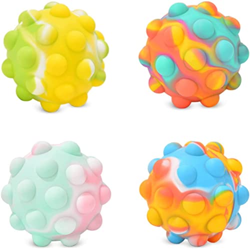 Tirdkid Gifts for Kids 4 Packs Pop Ball Fidget Toy 3D Push Bubble Push Squeeze Ball Sensory Toy Gift Stress Relieving Game for Kids Adult - Image 1