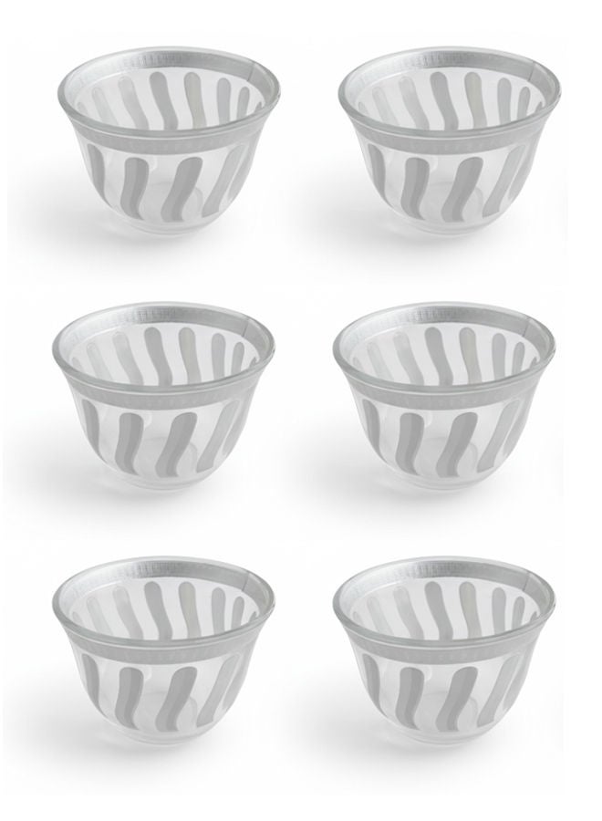 Dove 6-Piece Glass Cawa Cup Set Clear/Silver 70ML - Image 1