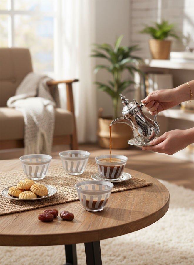 Dove 6-Piece Glass Cawa Cup Set Clear/Silver 70ML - Image 2