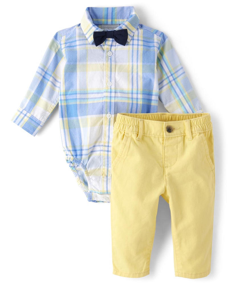 THE CHILDRENS PLACE The Childrens Placeand Newborn Long Sleeve Dress Shirt and Pants 2Piece Set03 Months 
