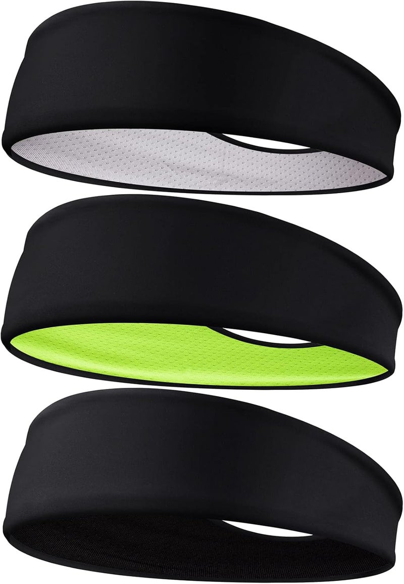 Braylin Men's Headbands, 3-Pack Head Band for Men, Sport Sweatbands for Running Fitness Yoga Cycling, Sweat Wicking Non Slip - Image 1