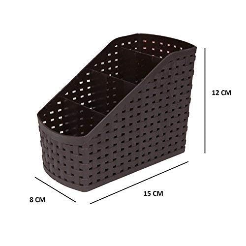 Entisia Stationery Organizer Basket for Desk-Multipurpose Plastic Pen Stand,Comb Stand,Mobile Stand,Remote Stand,Spoon Holder & Table Organizer with 4 Compartments for Office,Home & School,20X15X5 Cm - Image 3