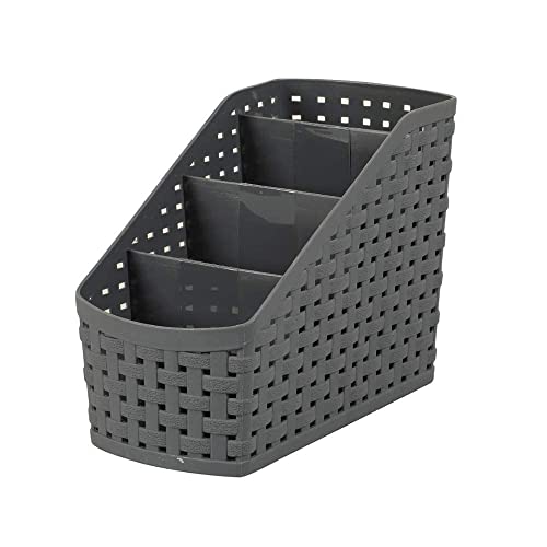 Entisia Stationery Organizer Basket for Desk-Multipurpose Plastic Pen Stand,Comb Stand,Mobile Stand,Remote Stand,Spoon Holder & Table Organizer with 4 Compartments for Office,Home & School,20X15X5 Cm - Image 1