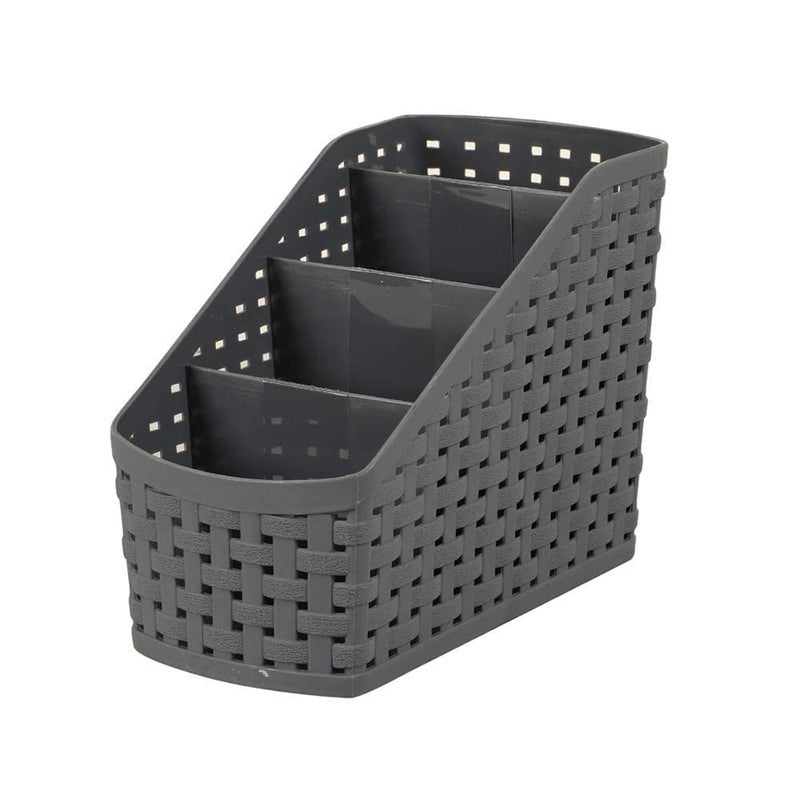 Entisia Stationery Organizer Basket for Desk-Multipurpose Plastic Pen Stand,Comb Stand,Mobile Stand,Remote Stand,Spoon Holder & Table Organizer with 4 Compartments for Office,Home & School,20X15X5 Cm - Image 5