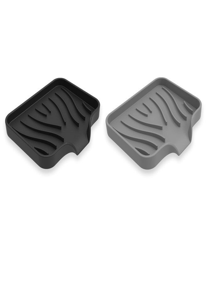 NCGDPZY Silicone Soap Dish 2-Pack Black & Gray- Fast-Draining Bathroom Sink Organizer, Non-Slip Shower Soap Tray with Drainage, Durable Silicone Holder for Kitchen & Bathroom (4.72x3.94x0.67 in) - Image 1