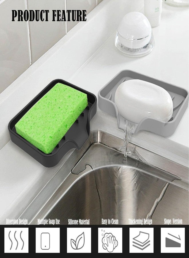 NCGDPZY Silicone Soap Dish 2-Pack Black & Gray- Fast-Draining Bathroom Sink Organizer, Non-Slip Shower Soap Tray with Drainage, Durable Silicone Holder for Kitchen & Bathroom (4.72x3.94x0.67 in) - Image 3