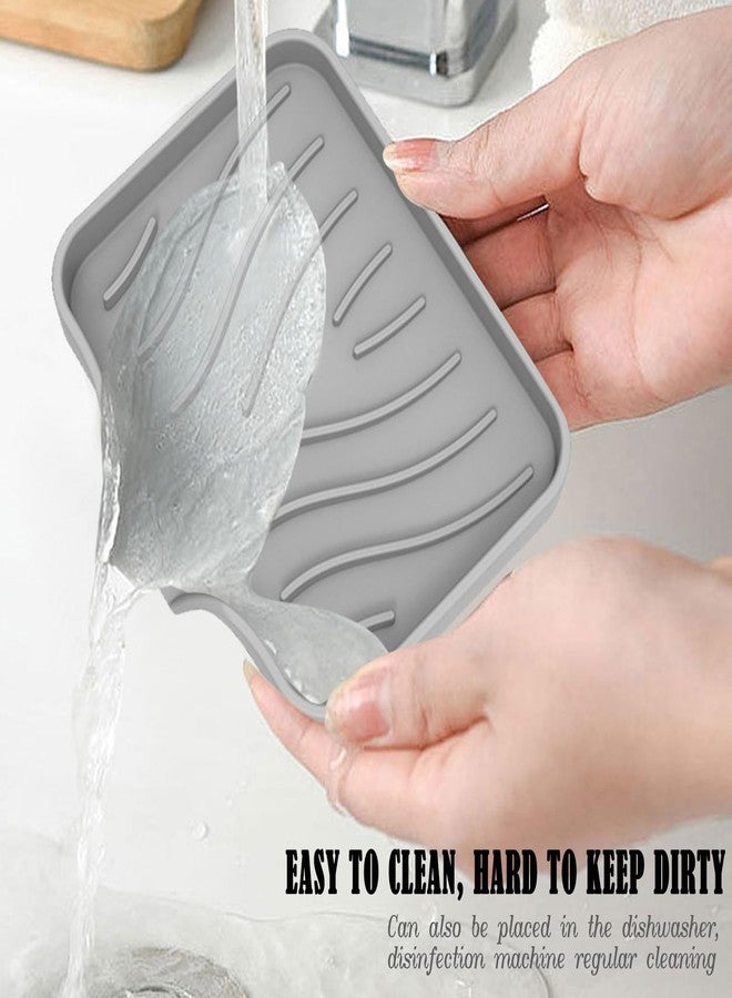 NCGDPZY Silicone Soap Dish 2-Pack Black & Gray- Fast-Draining Bathroom Sink Organizer, Non-Slip Shower Soap Tray with Drainage, Durable Silicone Holder for Kitchen & Bathroom (4.72x3.94x0.67 in) - Image 4