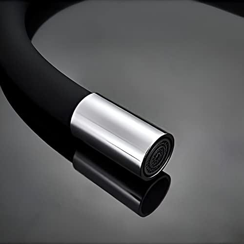 SPAZIO Vignette Flexible Brass Swan Neck Flxo Play With 360 Degree Flexible Silicon Hose & Single Flow Pattern, Hot/Cold Water For Kitchen Sink, Wash Basin Faucets Taps Chrome Finish Silver Pillar Cock - Image 2