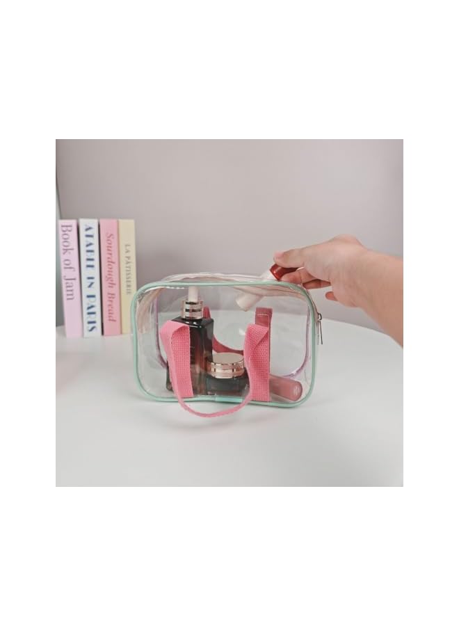 S-TOP 1Pc Y2K Clear PVC Tote Bag with Handles, Transparent Macaron Color Wash Pouch Storage Organizer for Swimming Beach TravelOnly 5 left 14.6114.61 - Image 4
