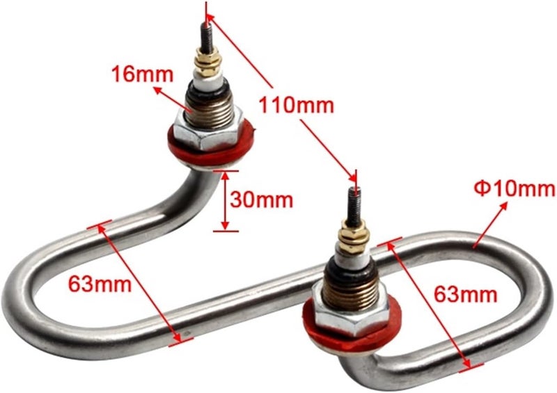 Electric Towel Car Heating Tube Towel Heating Cabinet Towel Machine S-type Steamer Heater Element 201SUS 304SUS 220V 2KW(201SUS) - Image 2