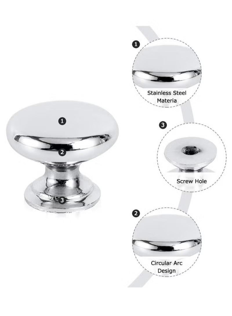 Round Cabinet Knob Stainless Furniture Pull Handle, Simple u0026 Sturdy, Knob Diameter: 25 mm, 4 Pack for Kitchen Cupboard Door, Bedroom Dresser Drawer, Bathroom Wardrobe Hardware - Image 5