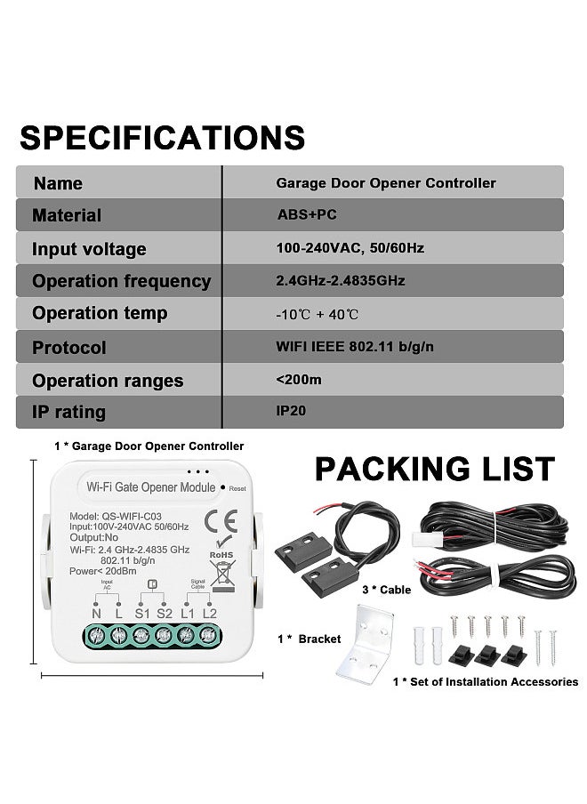 Generic - Tuya WiFi Gate Opener Intelligent Garage Door Opener Controller Mobilephone Remotely APP Control Compatible with Alexa Google Home for Voice Control - Image 1