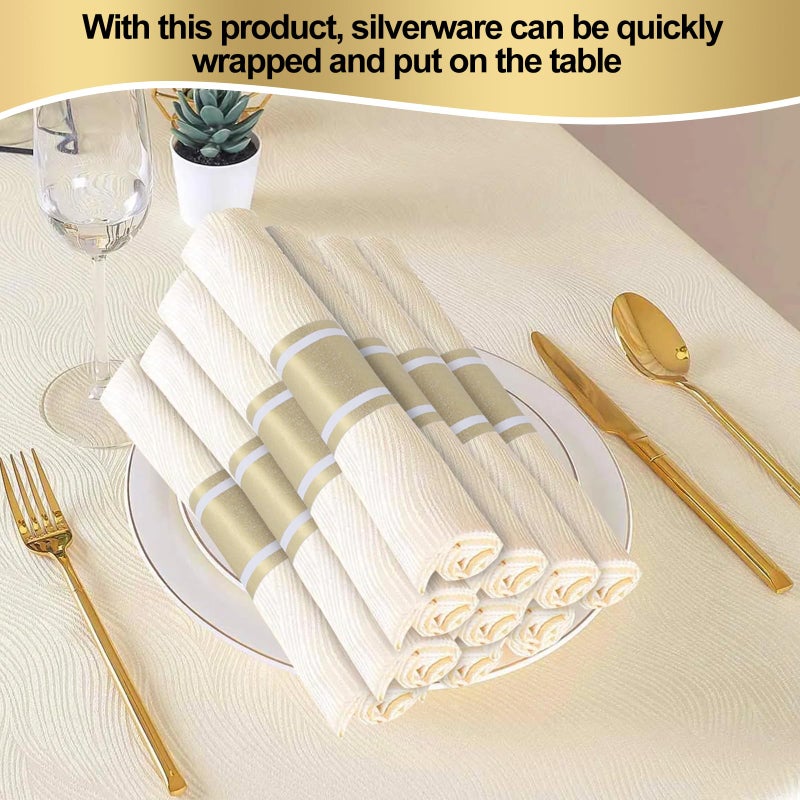 Germiwipe Gold Napkin Band,Paper Napkin Rings Self Adhesive,200PCS Silverware Wraps Bands,Table Setting Wedding Event Party Supply NB-015 - Image 4