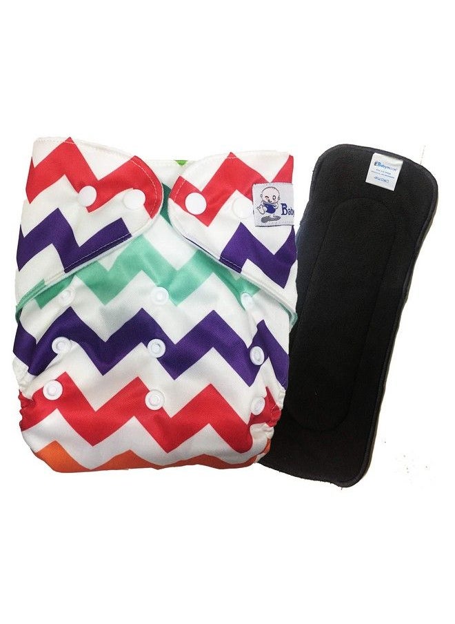 BabyMoon (Set Of 2) 1 Cloth Diaper With 5Layers Charcoal Bamboo Insert) Premium Adjustable Reusable Cloth Diaper (Zigzag)  - Image 1