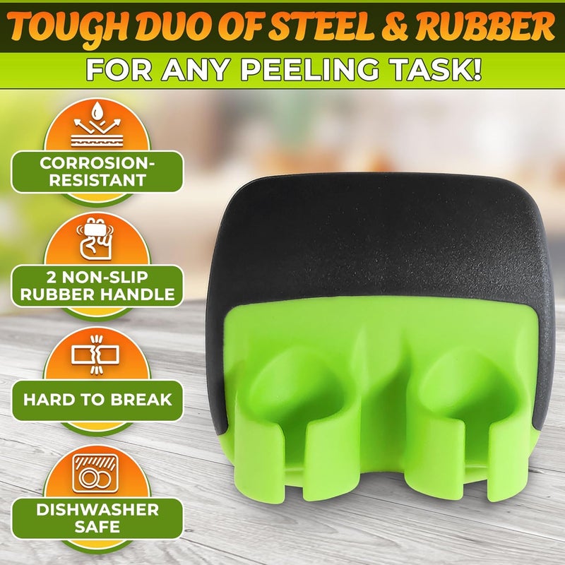 V TOWER 2Pcs Finger Grip Vegetable Peelers for Kitchen - Silicone Palm Peeler with Sharp Double-Sided Blade, Non-Slip Handle, Dishwasher Safe - Versatile for Fruits, Veggies, Potato & Carrot Peeler Tool - Image 3