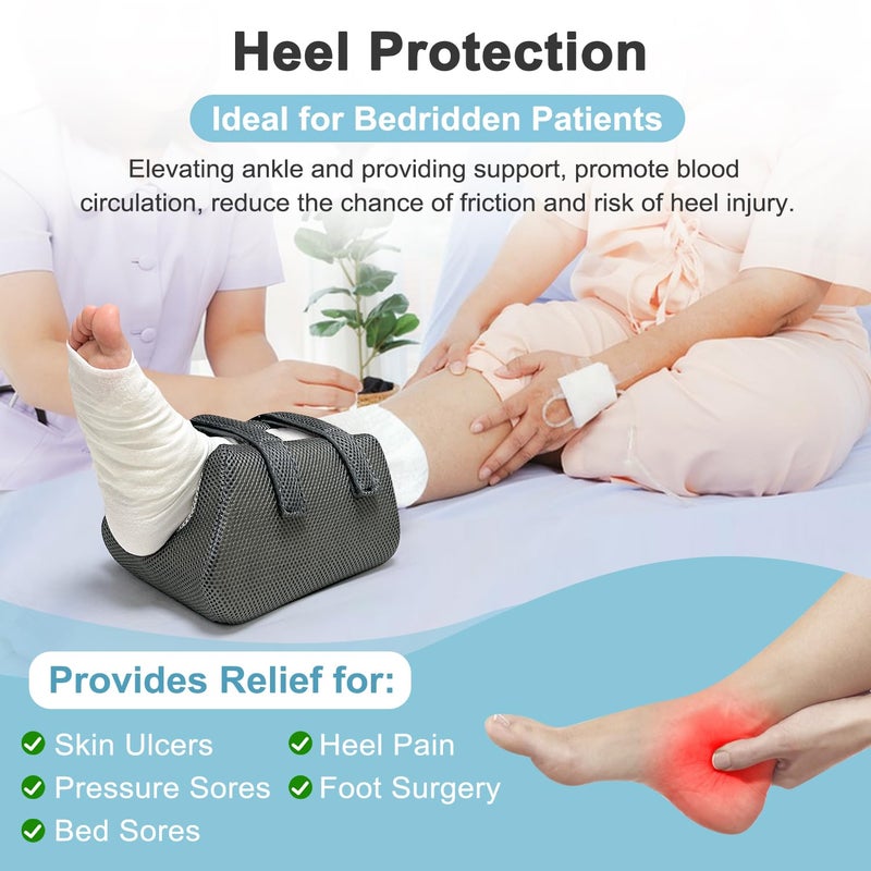 KAAMOS Heel Protector for Pressure Sores in Bed, Ankle Pillow for Pressure Relief, Bed Sores Heel Elevator Pillow, Foot Elevation Pillows for Swelling, Foam Wedge Foot Support Cushion for Bedridden Patients - Image 3