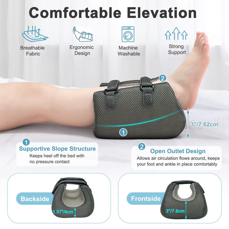 KAAMOS Heel Protector for Pressure Sores in Bed, Ankle Pillow for Pressure Relief, Bed Sores Heel Elevator Pillow, Foot Elevation Pillows for Swelling, Foam Wedge Foot Support Cushion for Bedridden Patients - Image 4