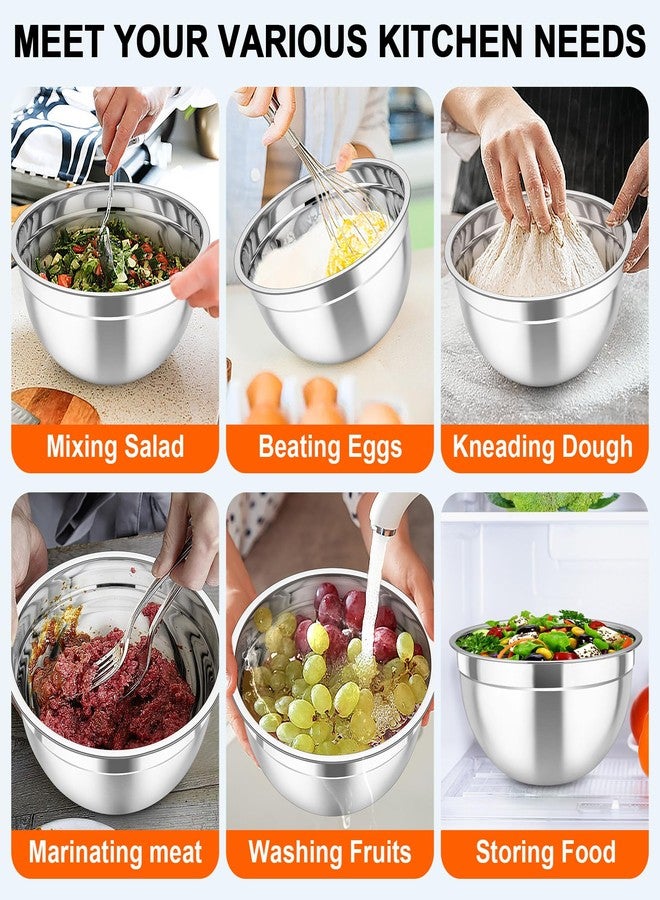 TeamFar Mixing Bowls with Airtight Lids, 5PCS Stainless Steel Metal Salad Bowl with 3 Grater Attachments, for Cooking, Prepping, Serving, Healthy & Easy Clean - 0.7/1/1.5/2.6/4.6QT, Black - Image 5