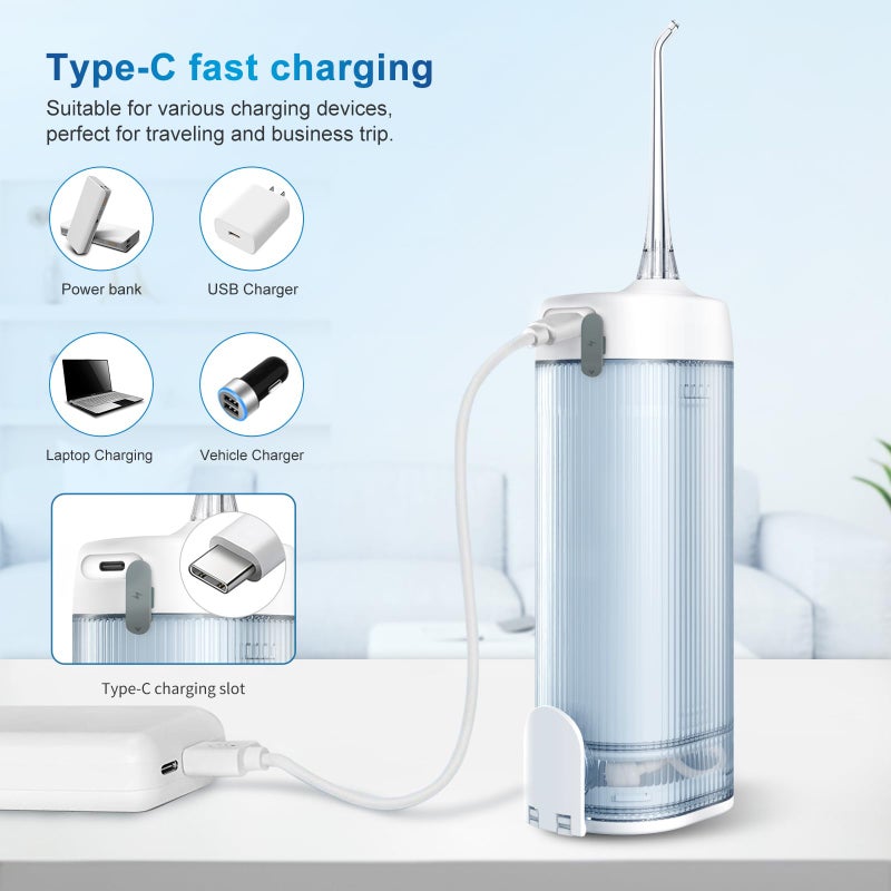 JNGOODS Mini Cordless Portable Water Flosser Oral Irrigator Water Teeth Cleaner Pick, Telescopic Water Tank, 4 Modes & IPX7 Waterproof, Home & Travel Water Flossers for Teeth, Braces Bridges Care. - Image 5