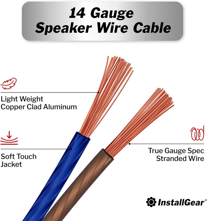 InstallGear 14 Gauge Speaker Wire Cable (500ft), 14 AWG Speaker Wire Cable, True Spec Soft Touch Cables - Use for Car Speakers Stereos, Home Theater Speakers, Surround Sound, Radio Wiring - Image 2